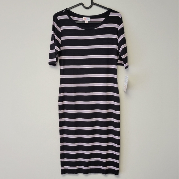 Lularoe Julia striped midi dress Black XS - Picture 7 of 7